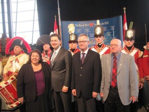announcement-1812 From left to right: Joanne Dallaire LL.D, Pierre Poilievre MP, Mark O'Neil (President and CEO of CMCC), Dr. Peter MacLeod PhD (Pre-Confdederation Historian at Canadian War Museum)