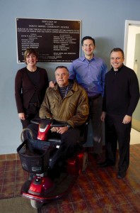 alfred-taylor-upgrades-0510 (L to R): Sara Charron, John Schouten, Pierre Poilievre, Scott Moffatt. Mr. Schouten is looking forward to having full use of the facility once the work has been completed.