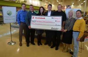 food-cupboard-donation-0507 (L to R): MP Pierre Poilievre, David Sereda from the Barrhaven Food Cupboard, Mary Voteary from Scotiabank, Jeff Darwin from Scotiabank, Ken Ross from the Barrhaven Food Cupboard, Valerie Rochon from the Barrhaven Food Cupboard, Ken Lee from the Barrhaven Food Cupboard