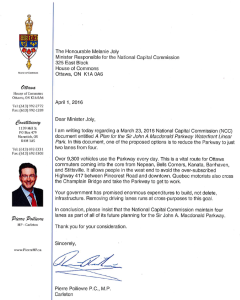 Poilievre letter to Joly re Parkway reduction